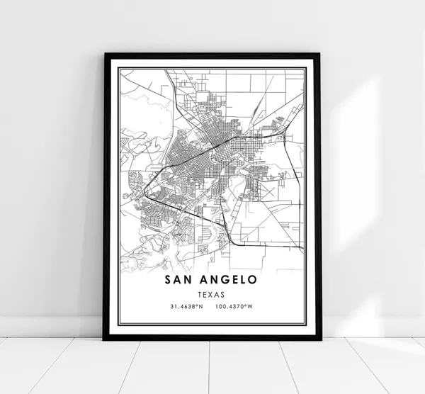 San Angelo Texas City Wall Art Print