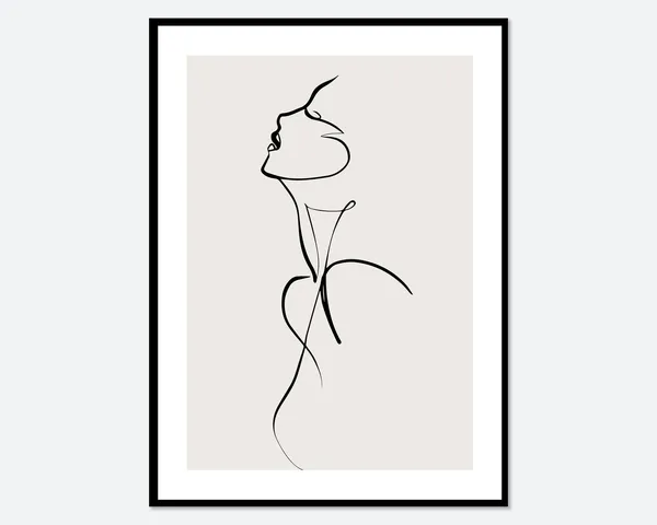 Modern Girl Silhouette Line Art, Boho Figure Print
