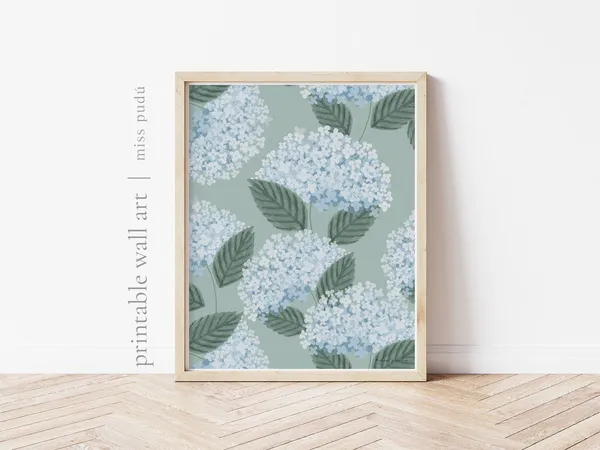 Hydrangea Botanical Floral Pattern Art Print
