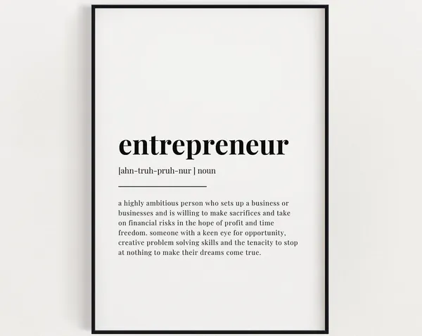 Entrepreneur Definition Quote Print, Office Decor