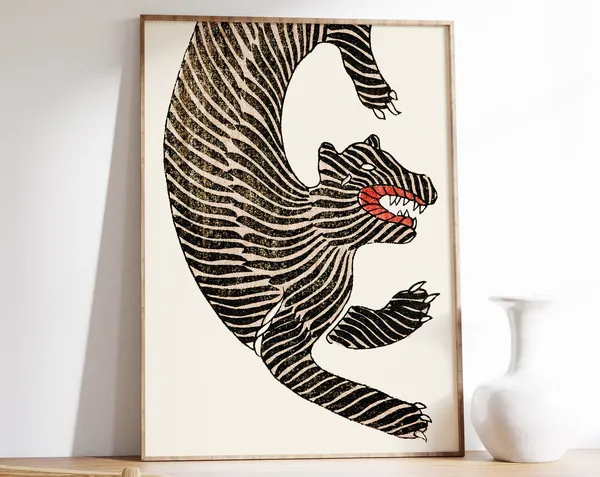 Japanese Animal Vintage Art Print, Oriental Decor