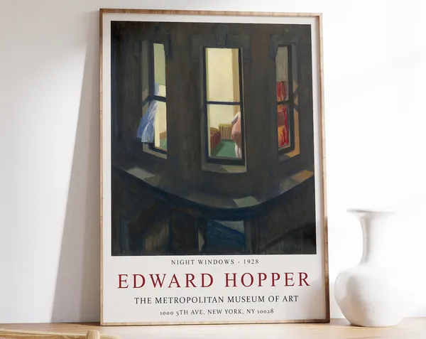 Edward Hopper Night Windows Exhibition Poster Art Print