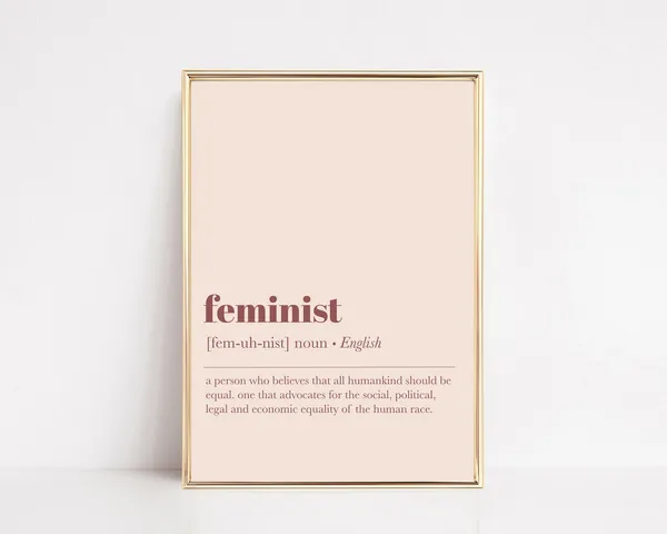 Feminist Definition Art Print, Pink Minimalist Decor