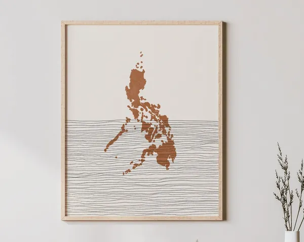 Philippines Boho Travel Poster Map Silhouette Art Print