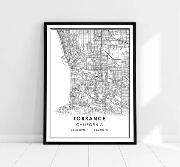 Torrance Map Travel Poster, City Map Print