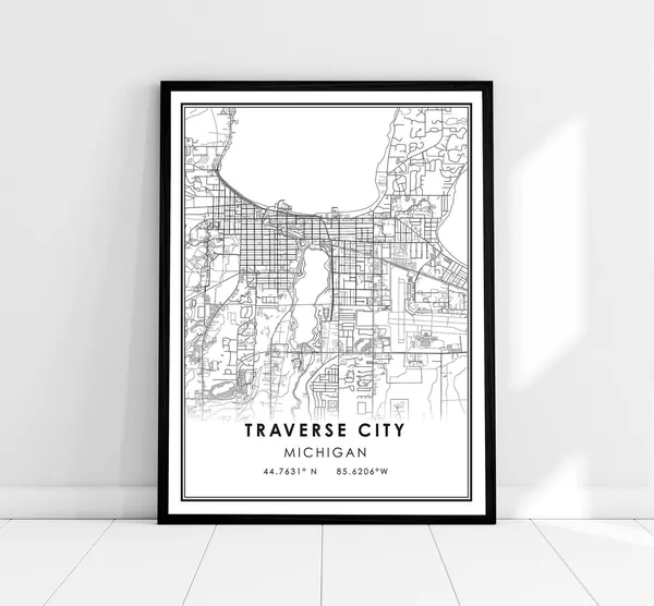 Traverse City Map Print, Michigan Travel Poster