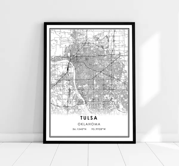 Tulsa Map Print, Oklahoma Travel Poster