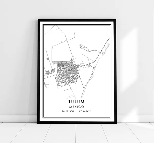 Tulum Map Print Poster, Mexico Travel Art