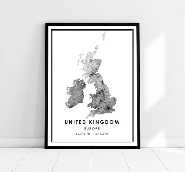 United Kingdom Country Map Travel Poster