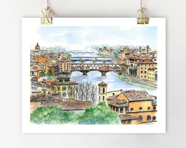 Ponte Vecchio River Arno Travel Poster