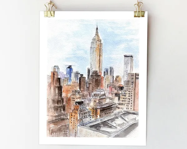 New York Cityscape Watercolor Art Print