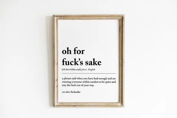 Fuck Definition Funny Typography, Home Office Art Print