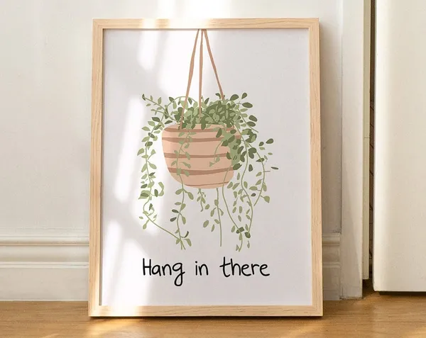 Hang In There Botanical Quote Wall Art Print