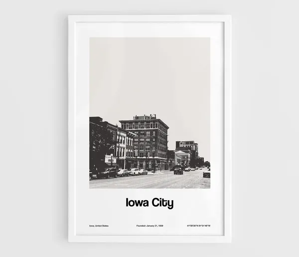 Iowa City Print, Minimalist Poster