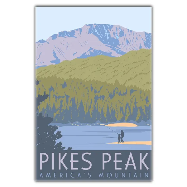 Pikes Peak Colorado Travel Poster, Vintage Postcard