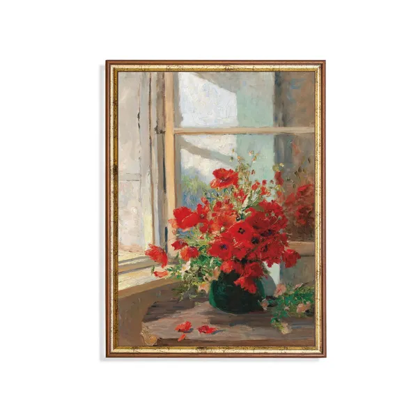 Vintage Still Life With Flowers, Rustic Art Print