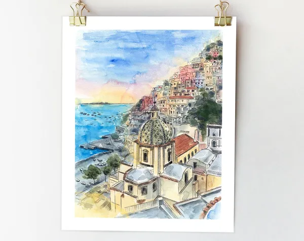 Positano Painting Italy Wall Art Print