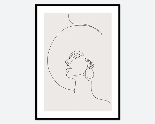 One Line Girl Silhouette, Minimalist Line Art Print