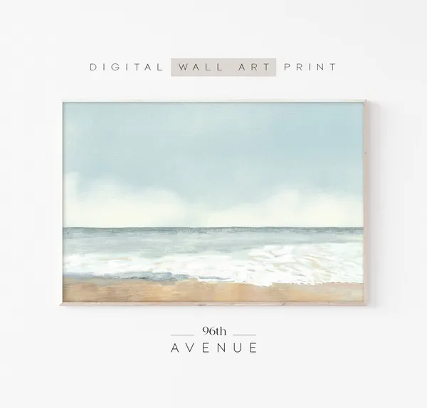 Beach Landscape Painting Vintage Coastal Scene Art Print