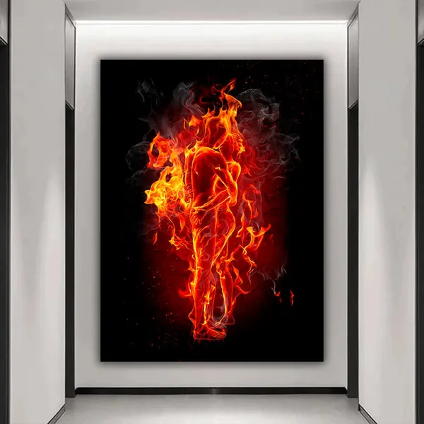 Fiery Love in Hell Hugging Couple Wall Art Print