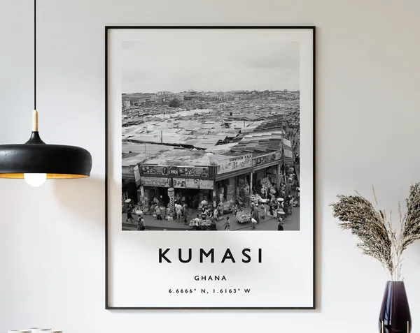 Kumasi Travel Poster, Ghana African Travel Art