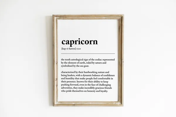 Capricorn Definition Art Print, Zodiac Astrology Gift