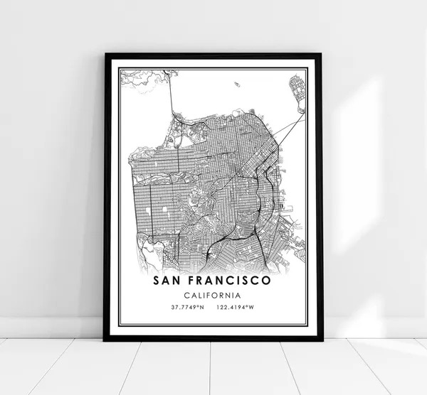 San Francisco Map Art Print, City Travel Poster