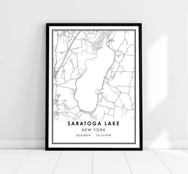 Saratoga Lake Map Print, Travel Poster