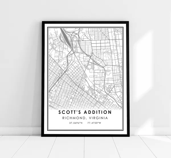 Scotts Addition Map Print, Richmond Virginia Travel Poster