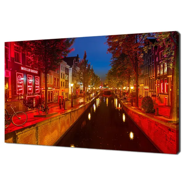 Amsterdam Red Light District at Night, Modern Travel Poster