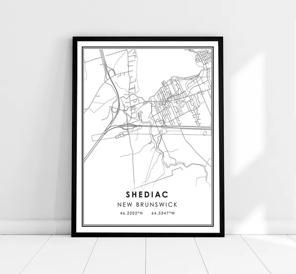 Shediac Map Travel Poster, New Brunswick City