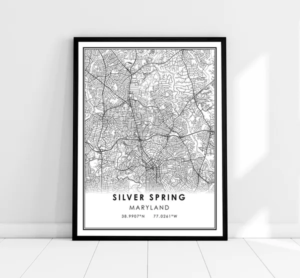 Silver Spring Map Poster, Maryland City Travel