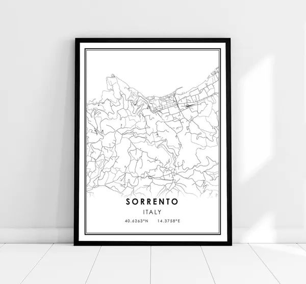 Sorrento Map Poster, Italy Travel Art Print