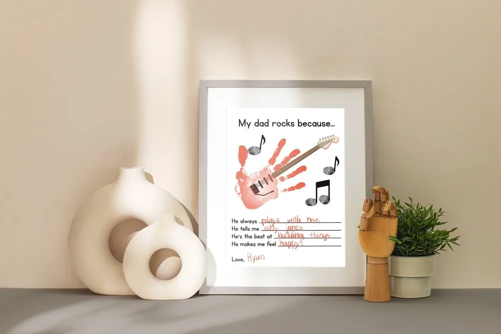 Father's Day Music Handprint Keepsake Art Print - Image 3