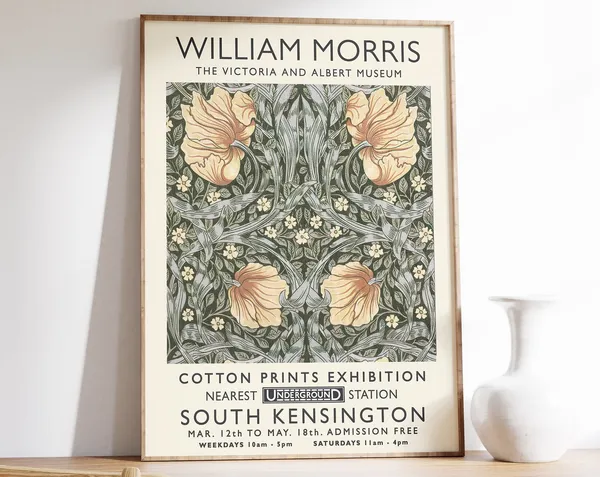 William Morris Exhibition Poster, Medway Pattern Vintage