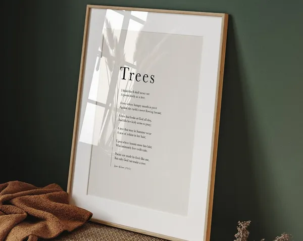 Joyce Kilmer Trees Poem Literary Art Print