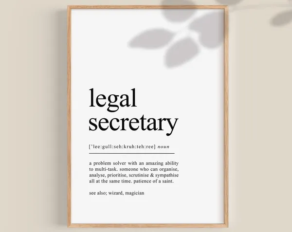 Legal Secretary Definition Print, Law Office Wall Art