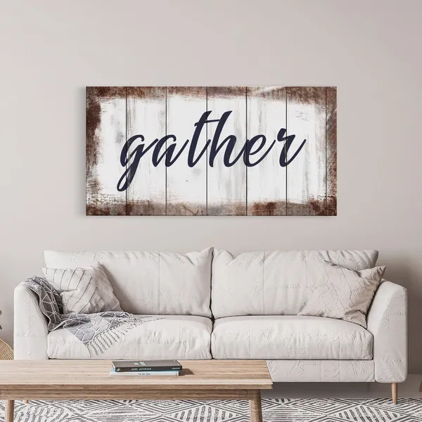 Gather Sign, Rustic Dining Room Wall Art Print