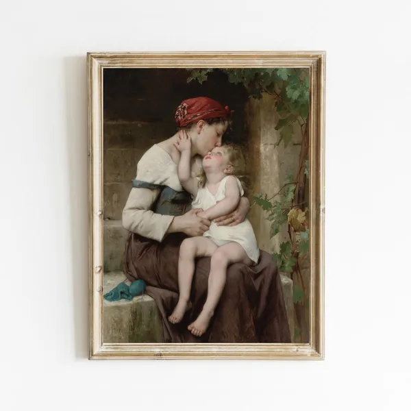 Motherhood Vintage Mother and Child Nursery Art Print