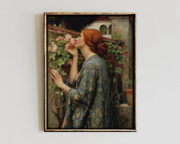 Rococo Woman Portrait, Vintage French Cottage Art Print