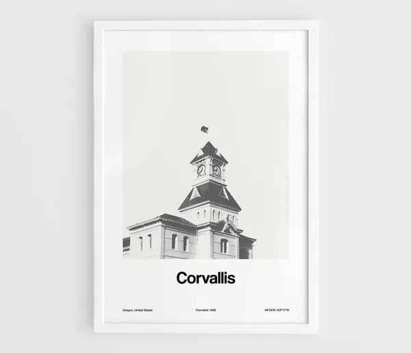 Corvallis, Oregon Minimalist Town Poster Print