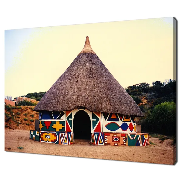 African Round Hut Modern Design Wall Art Print