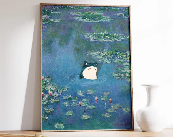 Monet-Inspired Waterlily Frog Art Print