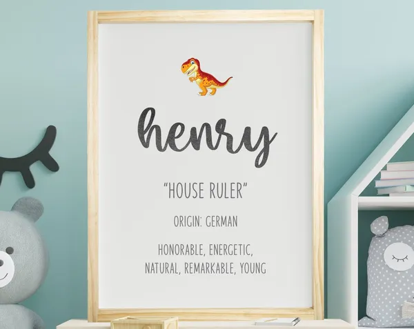 Henry Name Meaning Nursery Art Print, Gender Neutral