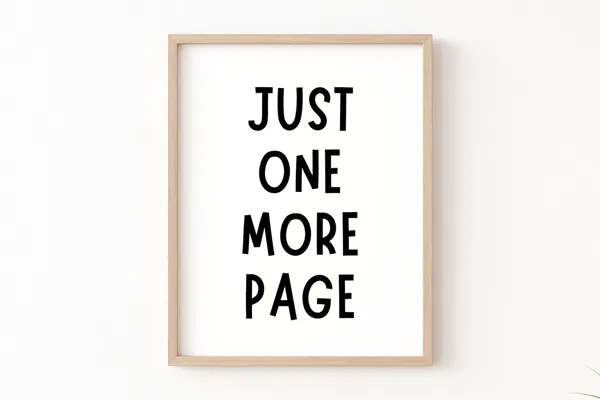 Just One More Page Book Lover Poster, Library Decor