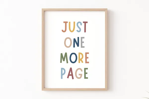 Just One More Page, Boho Reading Corner Art Print