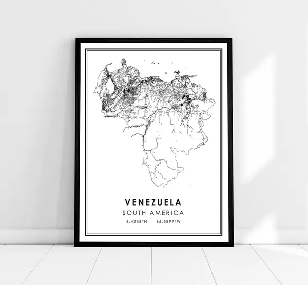 Venezuela Map Poster, South America Travel Art
