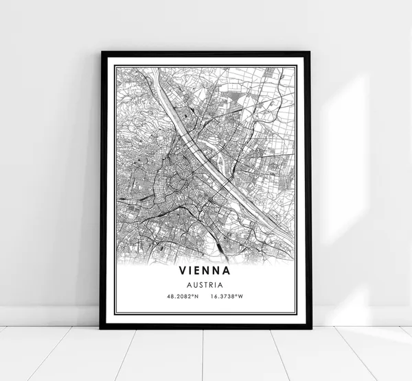 Vienna Map Print Poster, Austria City Travel