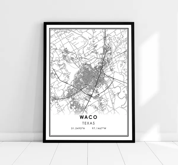 Waco Map Poster, Texas City Travel Poster
