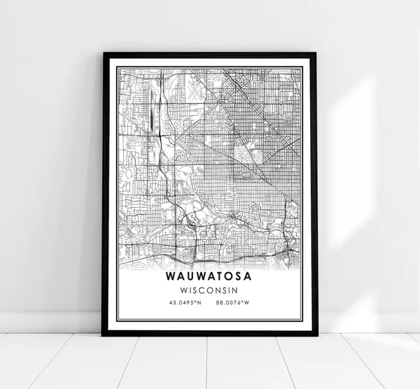 Wauwatosa Map Print, Wisconsin City Poster